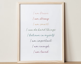Kids Affirmation Wall Art: Positive Educational Poster (Digital Download)