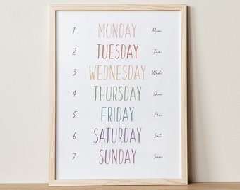 Days Of The Week Print: Montessori Classroom Decor (Digital Download)