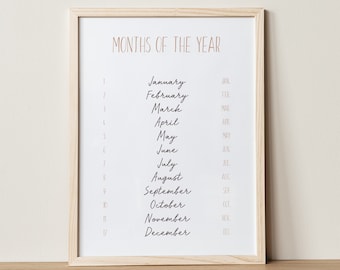 Months of the Year Print: Montessori Classroom Decor (Digital Download)