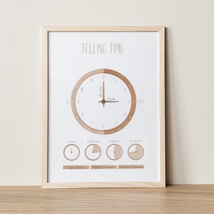 Lernzeit Uhr Poster, Uhr Klassenzimmer Dekor, Lernzeit, Boho Homeschool Dekor, Spielzimmer Wanddekoration, Montessori Wandkunst