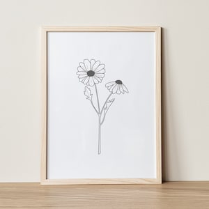 Daisy Wall Art, Daisy Painting, Boho Prints, Minimalist Wall Art, Flower Line Drawing, Abstract Floral Painting, Botanical Poster, DIGITAL