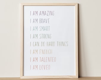 Positive Affirmations Poster: Kids Room Decor (Digital Download)