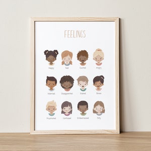 Gevoelens poster, educatieve posters, emoties grafiek, gevoelens print, Montessori, gevoelens grafiek, Boho klas decor, kinderkamer kunst aan de muur