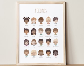 Feelings Chart Poster: Montessori Boho Classroom Decor (Digital Download)