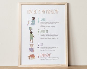 How Big Is My Problem, Size Of The Problem Poster, Feelings Chart, Self-Regulation Zones, Calming Corner, Anxiety Relief, School Counselor
