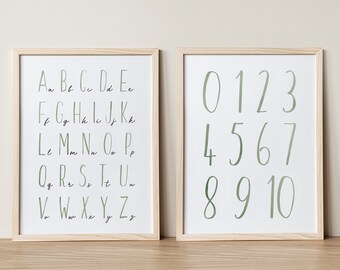 Alphabet and Numbers Poster Set: Playroom Wall Art (Digital Download)