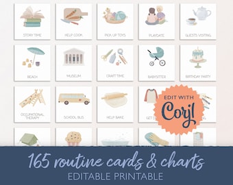 Tableau modifiable des routines pour enfants, cartes de routine quotidienne, rythme quotidien, tableau des tâches ménagères, programme visuel, routine du coucher pour tout-petit, IMPRIMABLE NUMÉRIQUE