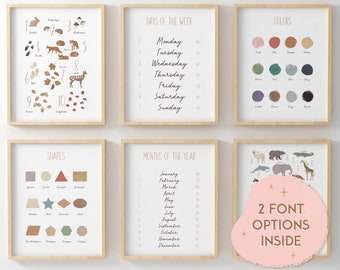 Set de carteles educativos: Decoración Montessori para el aula (Descarga digital)