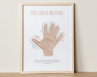 Anxiety Calming Corner Art: Five Finger Breathing Print (Digital File)
