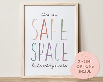 Safe Space Poster: Therapy Office Decor, Counselor Art (Digital Download)