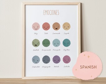 Spanish Emotions Chart Poster: Montessori Classroom Print (Digital Download)