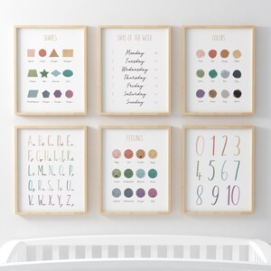 Educational Posters Set: Alphabet, Numbers, Shapes (Digital Download)