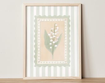 Lily of the Valley Print: May Birth Flower, Vintage Botanical Wall Decor Art (Digital Download)