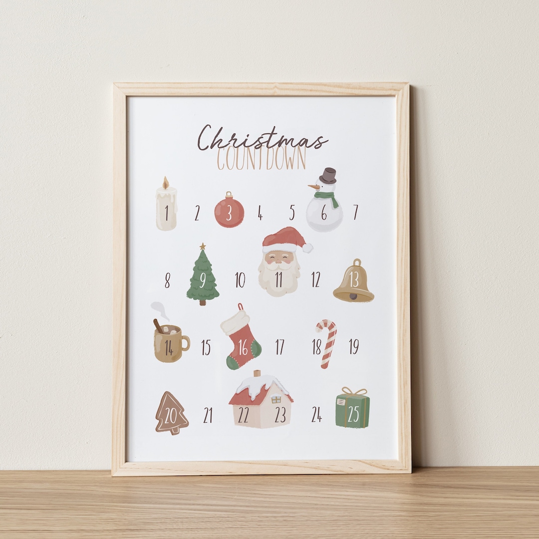 Christmas Countdown, Kids Advent Calendar, Christmas Home Decor, Boho  Christmas Printable, Winter Poster, Nursery Wall Art, Holiday Print - Etsy