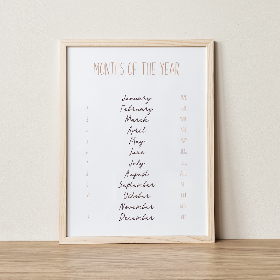 Months of the Year Print, Educational Posters, Preschool Poster ...