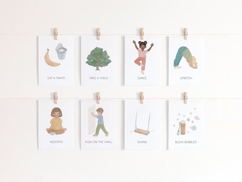 41 Calming Corner Flashcards, Calming Strategies Flash Cards, Calming Techniques, Feelings, Montessori Material, Classroom, Digital Download image 1