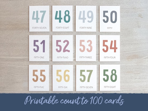 Number Flash Cards 1-100: Printable Montessori Math (Digital Download)