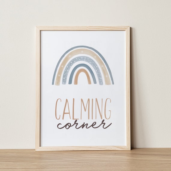 Calming Corner Rainbow Print: Blush Pink Montessori Wall Art (Digital Download)
