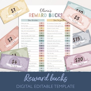 Kids Reward Bucks, Belohnungsgutscheine, DRUCKBARE Belohnungssystem für Kinder, Good Behaviour Bucks, Spielgeld Chore Chart, so als ob sie Geld hätten, Mom Bucks