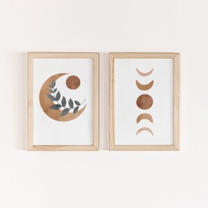 Rising Sun, Set Of 6 Boho Prints, Abstract Gallery Wall Set, Sun Printable, Moon Phases, Botanical Poster, Mid Century Modern, DIGITAL image 8