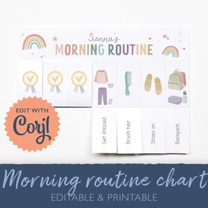 Editable Morning Routine Chart For Planning Toddler Routine, Daily Schedule, Chore Chart For Kids, Visual Schedule, Montessori, DIGITAL zdjęcie 1