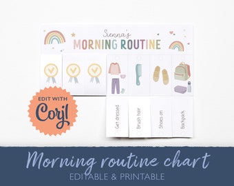 Editable Morning Routine Chart For Planning Toddler Routine, Daily Schedule, Chore Chart For Kids, Visual Schedule, Montessori, DIGITAL