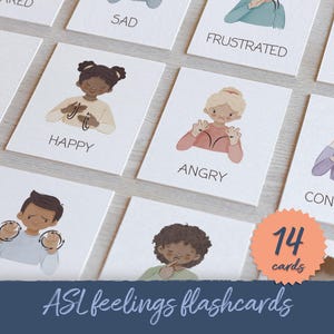 Cartes flash des émotions ASL, cartes flash des sentiments en langue des signes, Montessori, décoration de bureau de thérapie, tableau des émotions, conseiller scolaire, NUMÉRIQUE