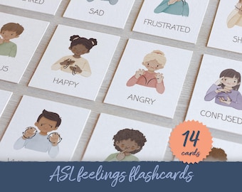 ASL Emotion Flashcards: Sign Language Feelings, Therapy Decor (Digital Download)