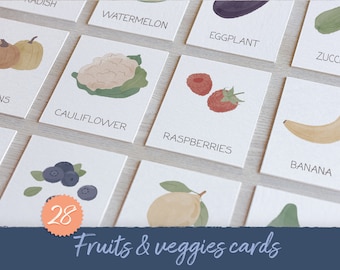 Fruits and Vegetables Flashcards: Montessori Educational Printable (Digital Download)