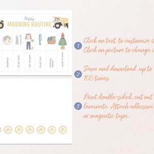 Editable Morning Routine Chart For Planning Toddler Routine, Daily Schedule, Chore Chart For Kids, Visual Schedule, Montessori, DIGITAL image 7