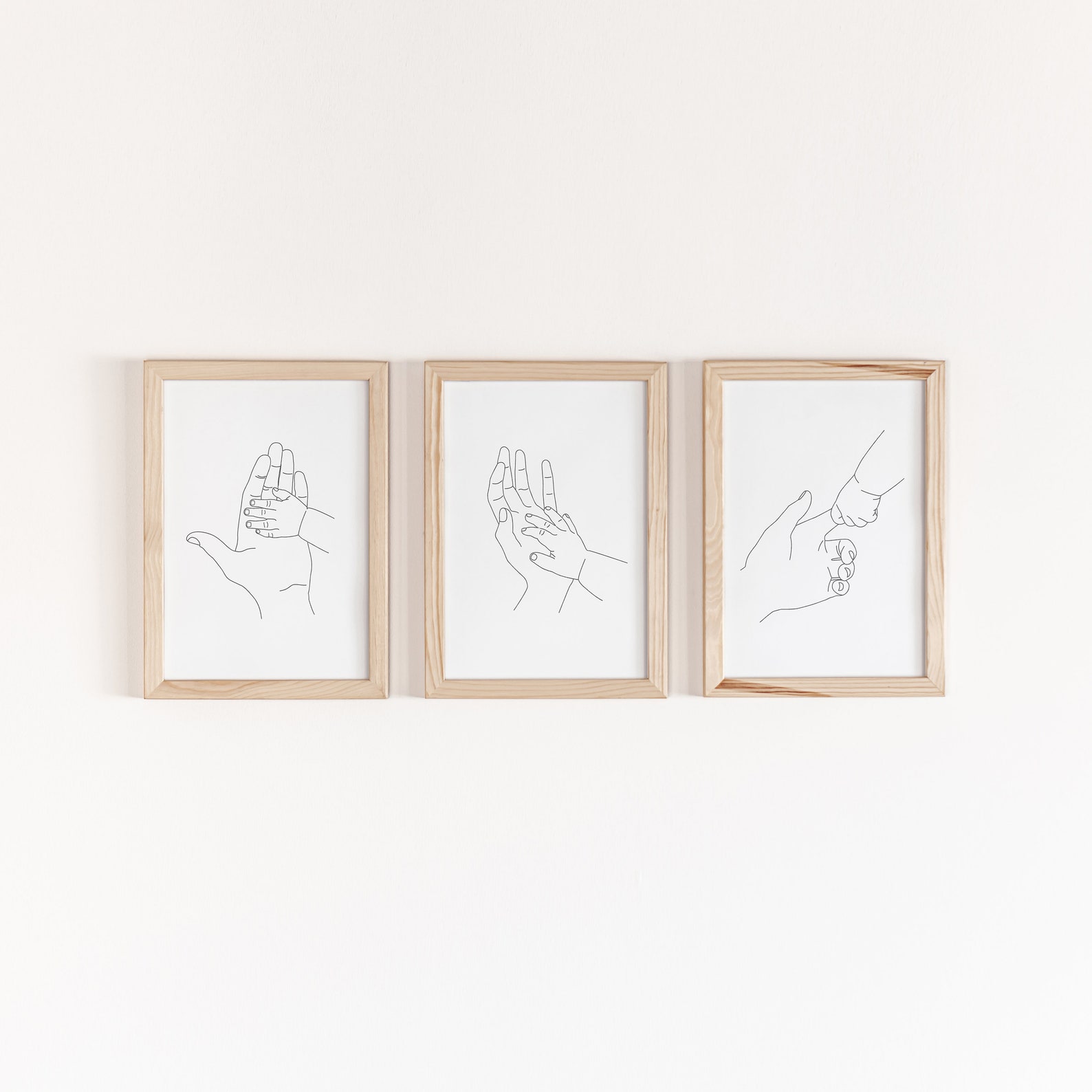 3 Piece Wall Art Holding Hands Print Black and White Fine Etsy