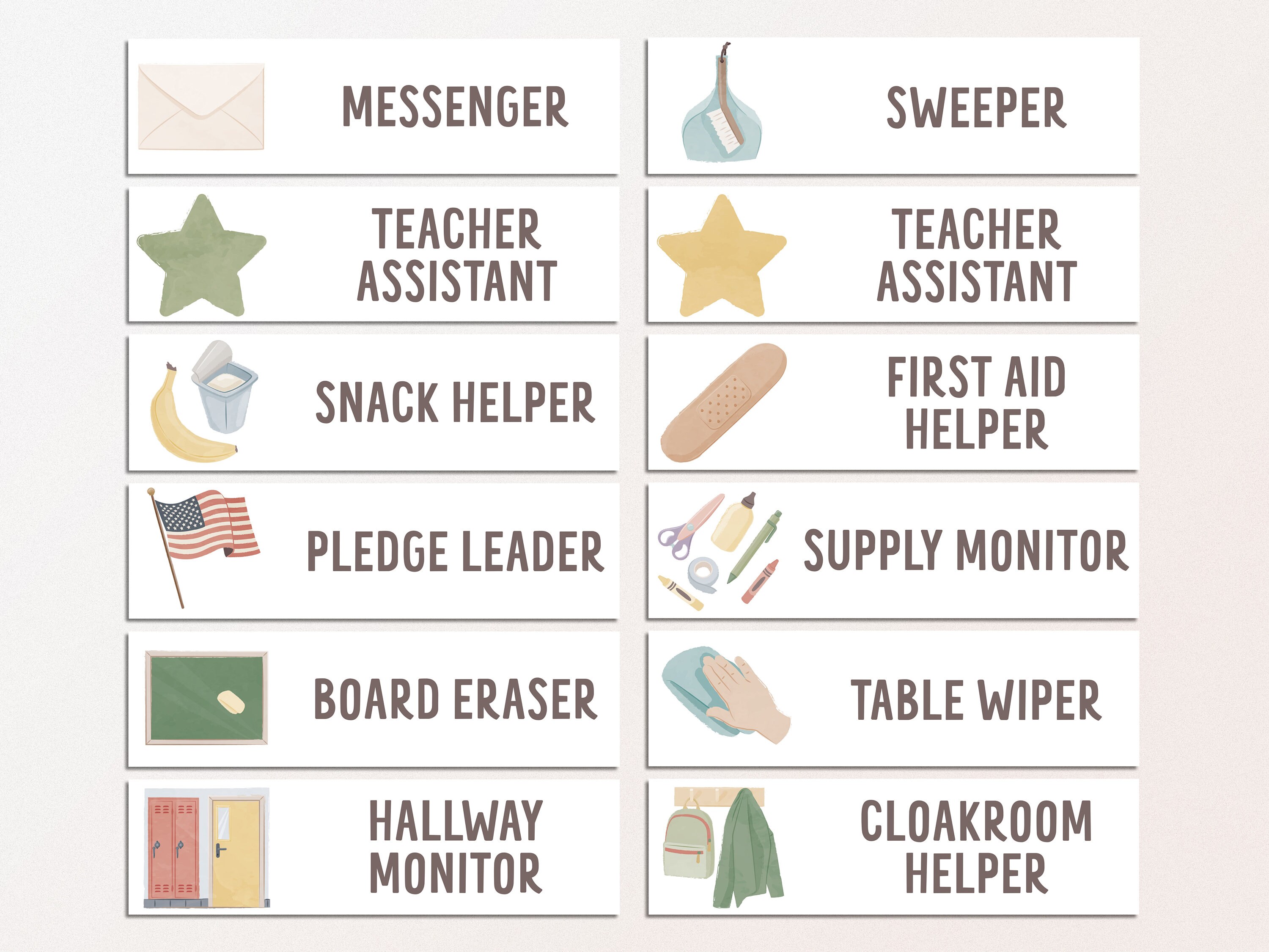 Editable Classroom Job Display: 32 Visual Task Cards (digital Download ...