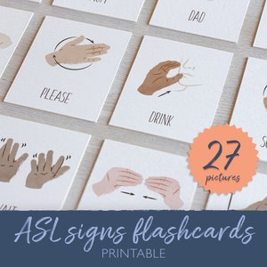 American Sign Language Flashcards, ASL Flashcards, Montessori Material, Special Education, Toddler Cards, Boho Classroom Decor, DIGITAL