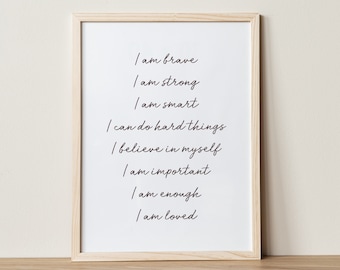 Kids Affirmations Wall Art: Educational Print (Digital Download)