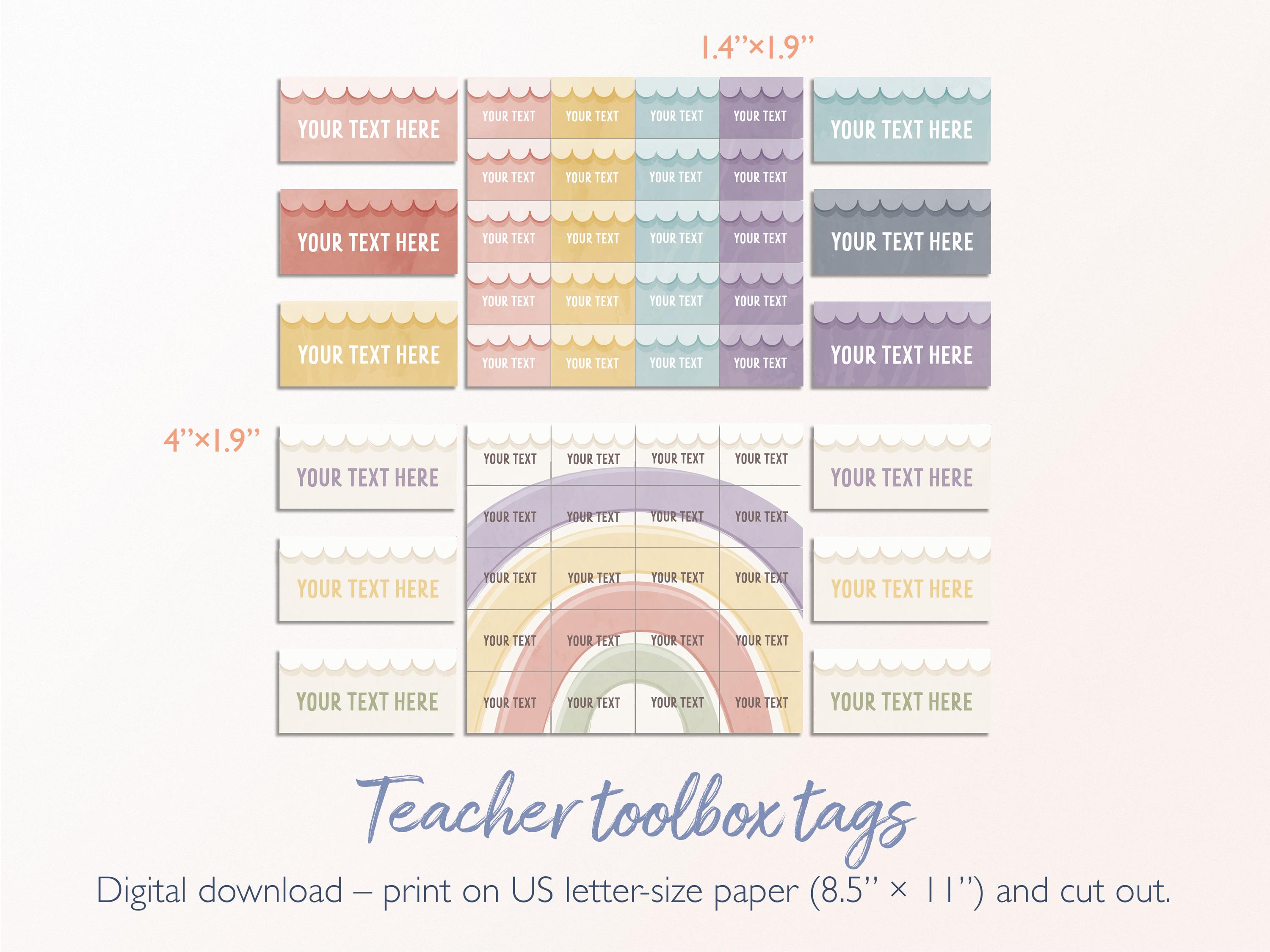 Editable Rainbow Classroom Labels: Teacher Toolbox Organizer (digital ...