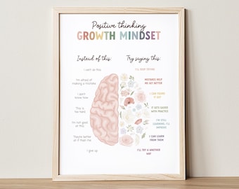 Boho Growth Mindset Poster: Classroom Decor, Therapy Office Art (Digital Download)