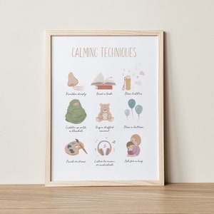 Kalmerende strategieën, gevoelens poster, educatieve posters, emoties grafiek, Montessori, gevoelens grafiek, homeschool decor, kinderkamer decor