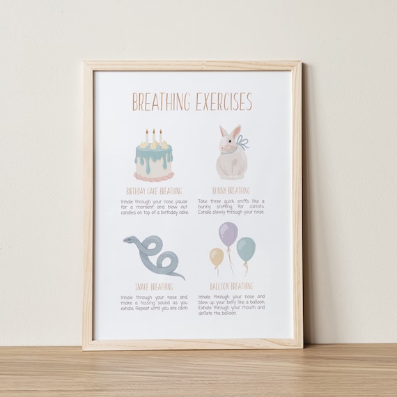 Breathing Exercises Poster: Calming Corner Decor (Digital File)