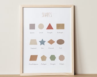 Impression éducative Shapes : oeuvre d'art murale pour salle de jeux (téléchargement numérique)