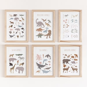 Set of 6 Educational Posters, Animal Alphabet, ABC Poster, Classroom Kids Animal Posters, Montessori, Homeschool, Playroom Wall Art, DIGITAL