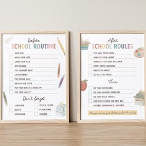 Printable Before School Checklist, Editable After School Rules, Morning ...