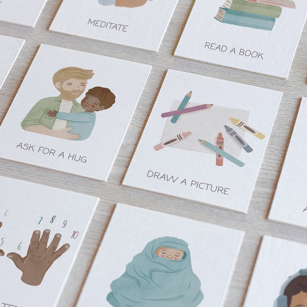 Calming Strategies Flashcards: Feelings, Techniques, Montessori (Digital Download)