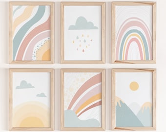 Rainbow Boho Prints Set: Playroom Nursery Wall Art (DIGITAL FILES)