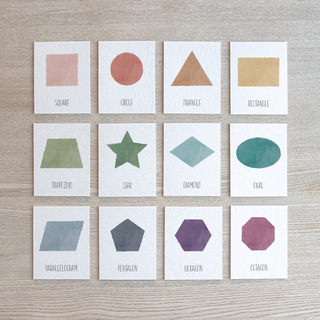Shapes Flashcards, Geometric Shapes Flash Cards, Montessori Materials ...