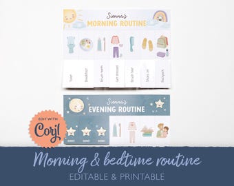 Editable Morning Evening Routine Chart, Planning Toddler Bedtime Routine, Folding Daily Visual Schedule, Flip Chart for Kids, DIGITAL