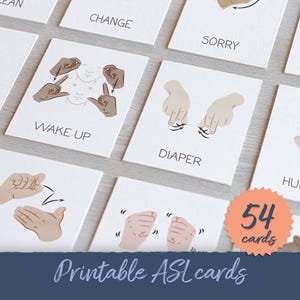 Cartes de lecture en langue des signes américaine, cartes de lecture ASL, matériel Montessori, éducation spéciale, cartes pour tout-petits, déco de salle de classe bohème, NUMÉRIQUE