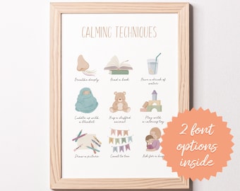 Calming Strategies Poster: Feelings Chart, Kids Room Decor (Digital Download)