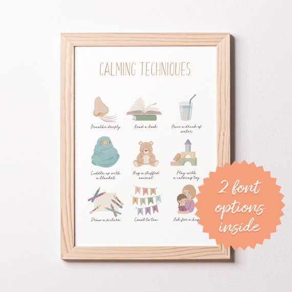 Calming Strategies Poster: Feelings Chart, Kids Room Decor (Digital Download)