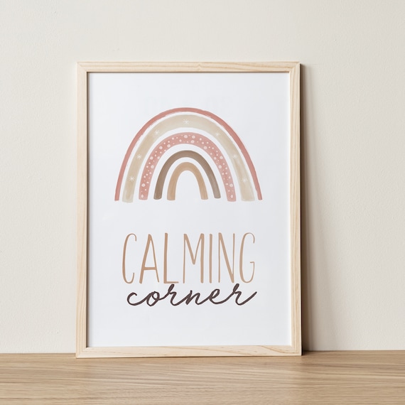 Calming Corner Rainbow Print: Blush Pink Montessori Wall Art (Digital Download)