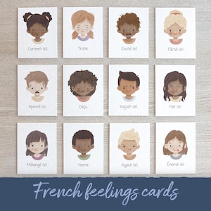 Schede didattiche francesi, Schede didattiche sulle emozioni, Schede didattiche sui sentimenti, Schede didattiche stampabili per l'istruzione parentale dei bambini, Tabella delle emozioni, Angolo della calma, DIGITALE